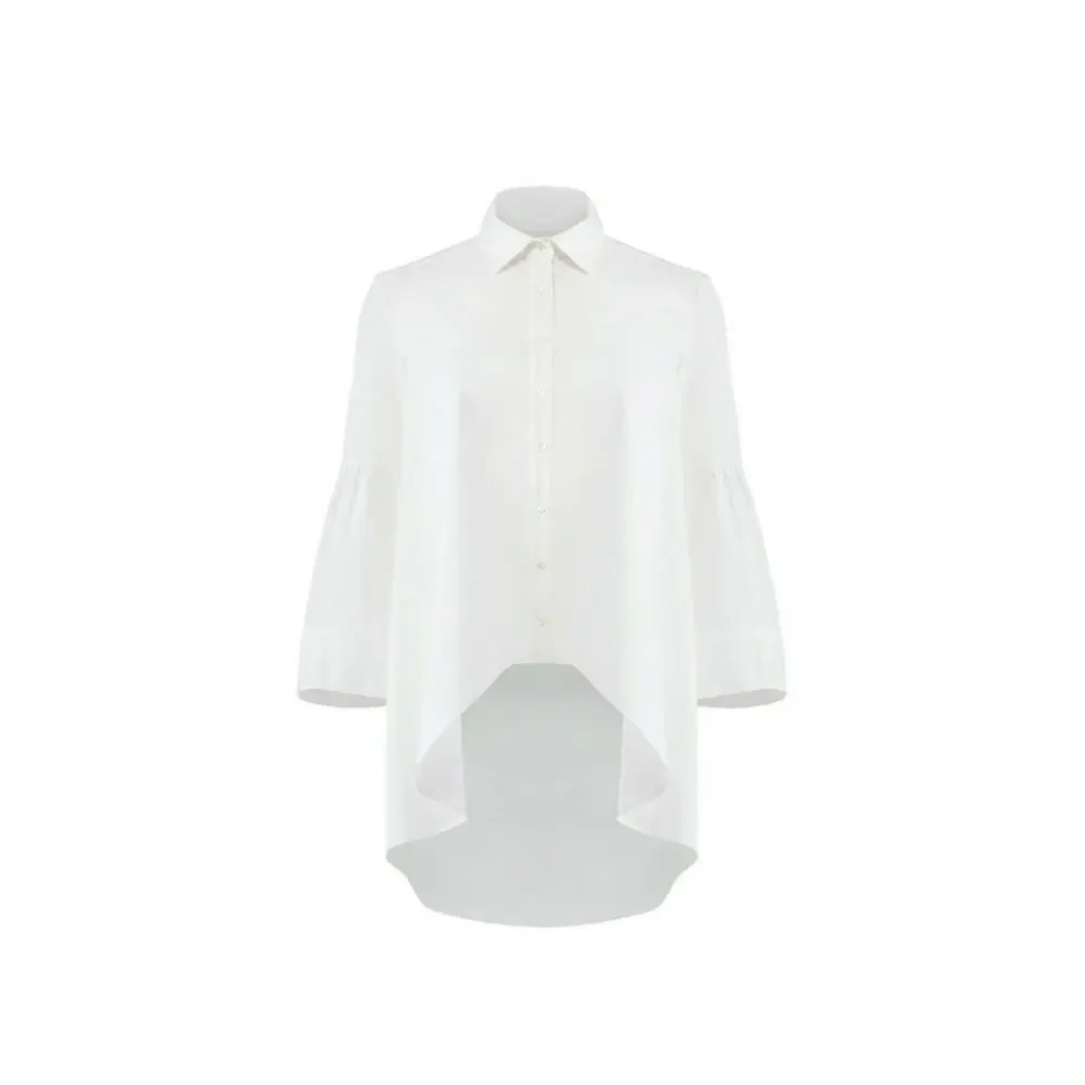 Nicole Miller Lexi. Light Pink Hi Low Button Up Top Size Small - Picture 9 of 12